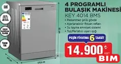 KEYSMART KEY 4014 BMS 4 PROGRAMLI BULAŞIK MAKİNESİ fiyat ve kampanya bilgisi